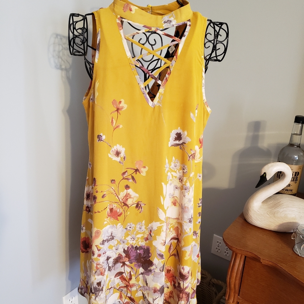 Yellow Floral Shift dress
